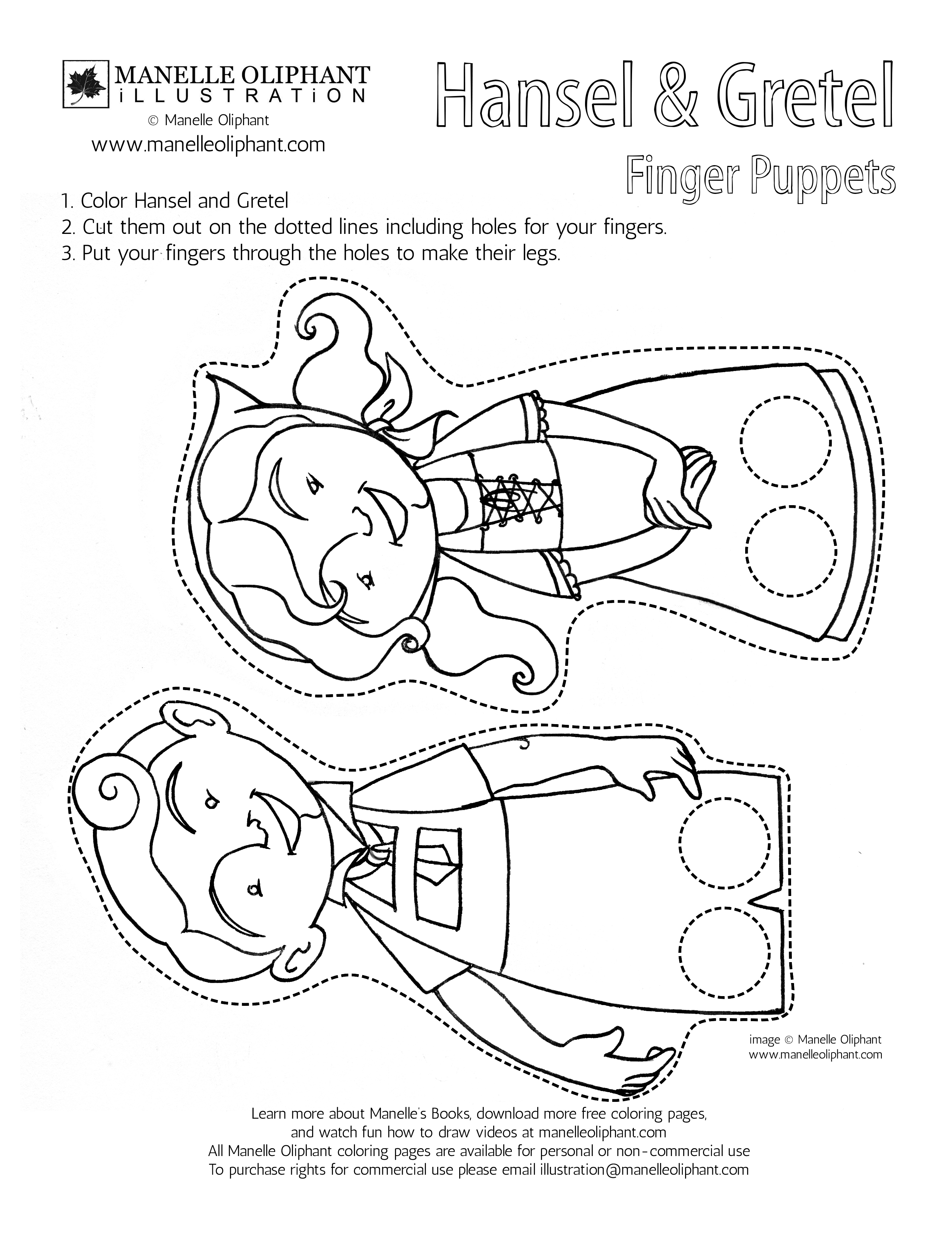 Download Hansel and Gretel puppets (With images) | Finger puppets, Puppets, Fairy tale crafts